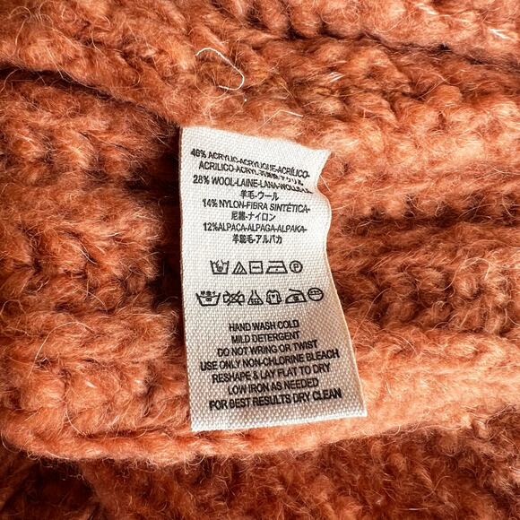 Free People Orange Long Sleeve Cowl Neck Sweater, L - Picture 5 of 6